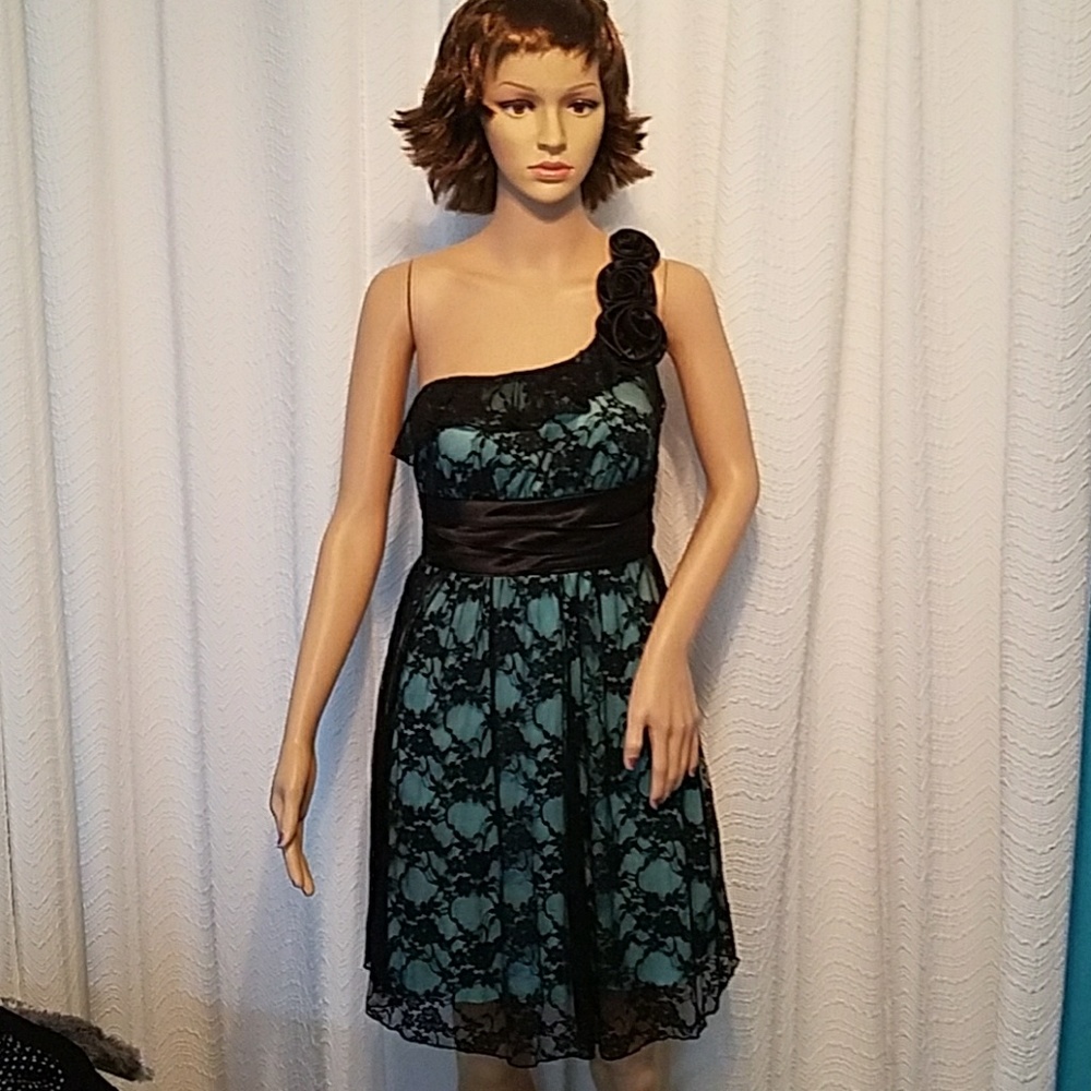 Blue Lace strap Bow Dress